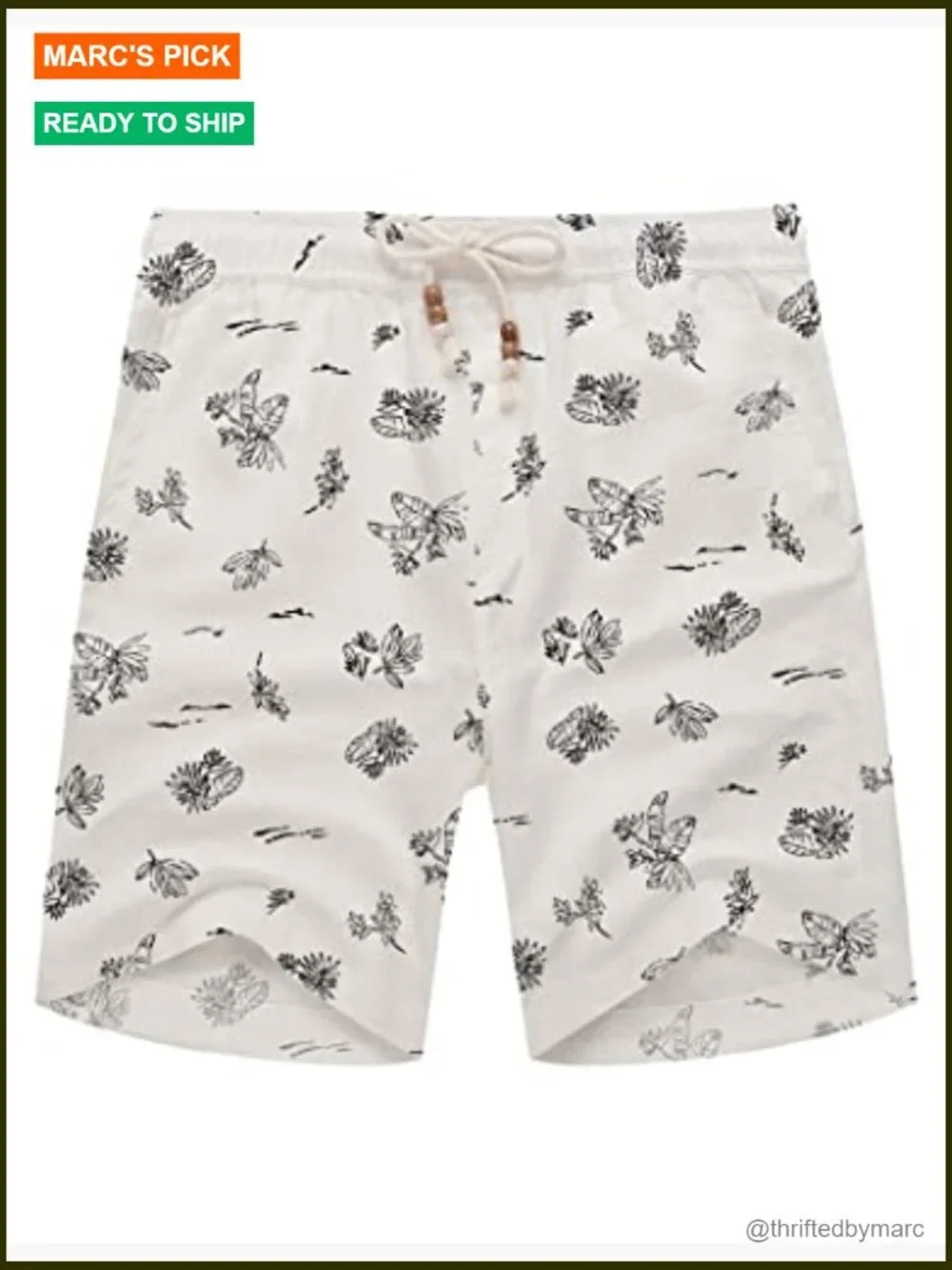 Men's Linen Elastic Waist Shorts, Casual Summer Beach Drawstring
